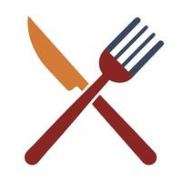 Crossed Knife and Fork Icon and Isolated Background vector