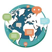Modern Globe Icon with a Speech Bubble and Isolated Background vector