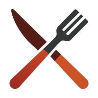 Elegant Crossed Knife and Fork Icon and Isolated Background vector