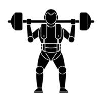 Powerful person wearing an exoskeleton for heavy lifting with advanced support in silhouette vector