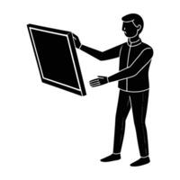 Innovative person operating a futuristic touchless screen with effortless control in silhouette vector