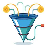 Modern Funnel Icon with Leads Flowing In and Isolated Background vector
