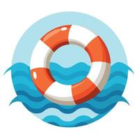 Modern Life Preserver Icon Floating in Water and Isolated Background vector