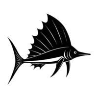 Dynamic sailfish gliding through water with a raised sail like dorsal fin in silhouette vector