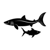 Remora fish clinging to a larger host in a marine symbiotic display vector