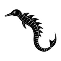 Graceful pipefish swimming with an elongated body displayed elegantly in silhouette vector