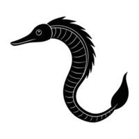Vivid pipefish gliding gracefully with an elongated body in clear silhouette vector