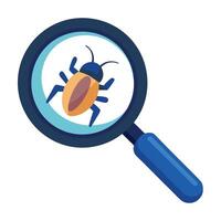 Modern Magnifying Glass Icon with a Bug and Isolated Background vector