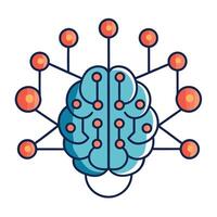 Elegant Brain Icon with Neural Network and Isolated Background vector