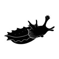Sea hare gliding over the seabed with its mantle fully extended vector