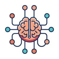 Brain Icon with Neural Network and Isolated Background vector