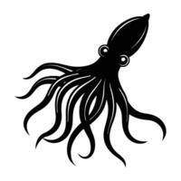 Squid swimming with tentacles extended forward for dynamic ocean movement vector