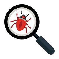 Elegant Magnifying Glass Icon with a Bug and Isolated Background vector