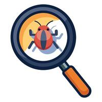 Magnifying Glass Icon with a Bug and Isolated Background vector