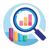 Elegant Magnifying Glass Icon over a Bar Chart and Isolated Background vector