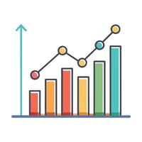 Line Graph Icon with Increasing Data and Isolated on a white Background vector