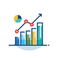 Modern Graph Icon with Increasing Data and Isolated Background vector