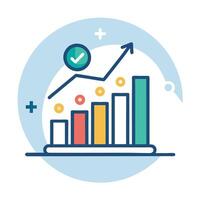 Elegant Graph Icon with Increasing Data and Isolated Background vector
