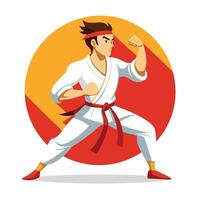 Modern Fighter Icon in a Martial Arts Pose and Isolated Background vector