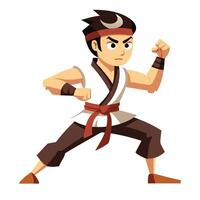 Fighter Icon in a Martial Arts Pose and Isolated Background vector
