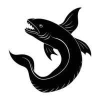 Wolf Eel Silhouette Displayed on a Clean White Background for a Bold Effect vector