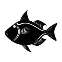 Triggerfish Swimming with Dorsal Fin Slightly Raised in a Lively Reef Scene vector