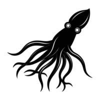 Squid gliding with extended tentacles forward in a powerful ocean display vector