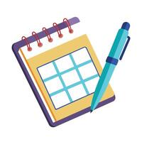 Elegant Notebook Icon with a Calendar and Isolated Background vector