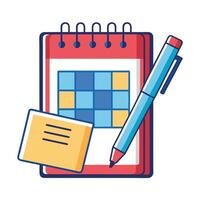 Notebook Icon with a Calendar and Isolated Background vector