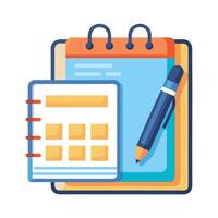 Modern Notebook Icon with a Calendar and Isolated Background vector