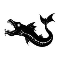 Viperfish Silhouette with Elongated Fangs Exposed in Bold Underwater Scene vector