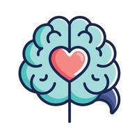 Modern Brain Icon with a Heart Symbol and Isolated Background vector