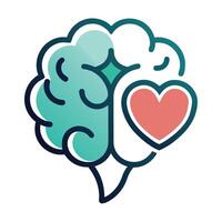 Elegant Brain Icon with a Heart Symbol and Isolated Background vector