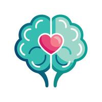 Brain Icon with a Heart Symbol and Isolated Background vector
