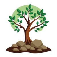 Modern Strong Tree Icon Growing Through a Storm and Isolated Background vector