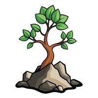 Elegant Strong Tree Icon Growing Through a Storm and Isolated Background vector