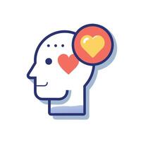 Modern Head Icon with a Heart and Isolated Background vector