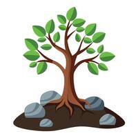 Strong Tree Icon Growing Through a Storm and Isolated Background vector