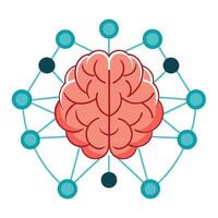 Modern Brain Icon with Connected Nodes and Isolated Background vector