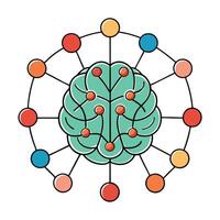 Elegant Brain Icon with Connected Nodes and Isolated Background vector