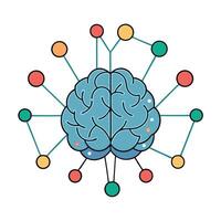 Brain Icon with Connected Nodes and Isolated Background vector