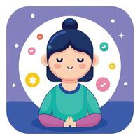Elegant Calm Face Icon with Meditation and Isolated Background vector