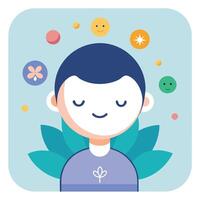 Modern Calm Face Icon with Meditation and Isolated Background vector