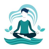 Modern Person Icon Meditating with Calming Nature and Isolated Background vector