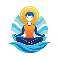 Person Icon Meditating with Calming Nature and Isolated Background vector