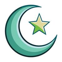 Modern Crescent Moon Icon with a Star and Isolated Background vector