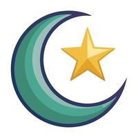 Crescent Moon Icon with a Star and Isolated Background vector