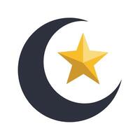 Elegant Crescent Moon Icon with a Star and Isolated Background vector