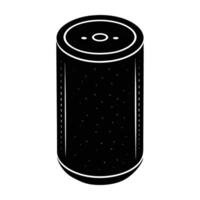 Smart Speaker with Cylindrical Shape Displaying Clear Audio Silhouette vector
