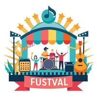 Festival illustration with music instruments and people vector